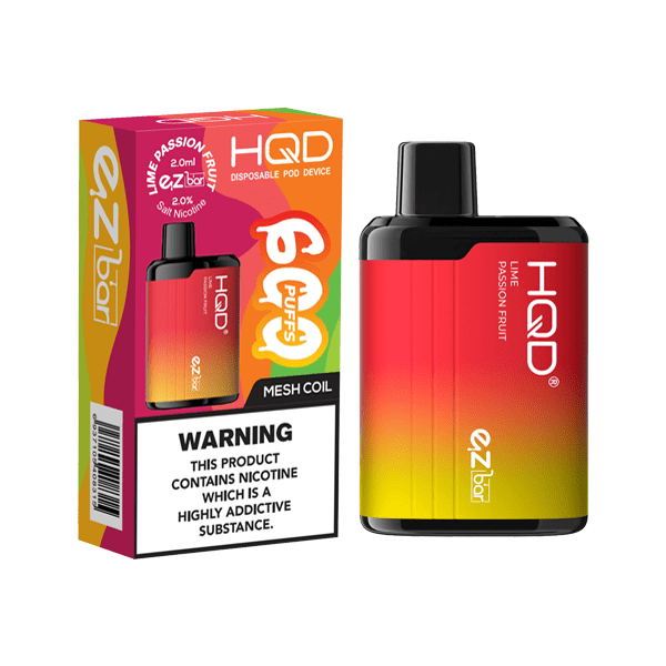 made by: HQD price:£5.04 20mg HQD EZ Bar Disposable Vape Device 600 Puffs next day delivery at Vape Street UK