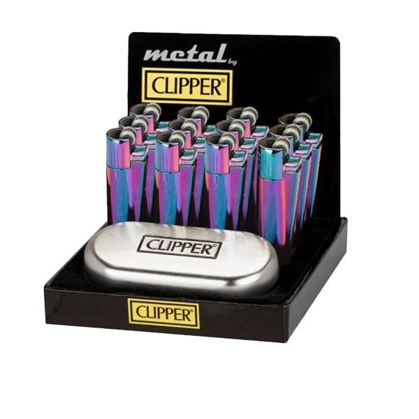 made by: Clipper price:£83.98 12 Clipper Metal Large Classic Finishes Lighters Icy with Case - CM0S019UK next day delivery at Vape Street UK