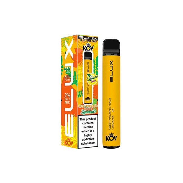made by: Elux price:£4.14 20mg Elux KOV Bar Lemonade Series Disposable Vape Device 600 Puffs next day delivery at Vape Street UK