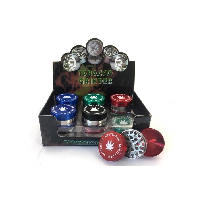 made by: Amsterdam price:£4.72 3-Parts Leaf Metal Amsterdam 40mm Grinder - HX003A next day delivery at Vape Street UK