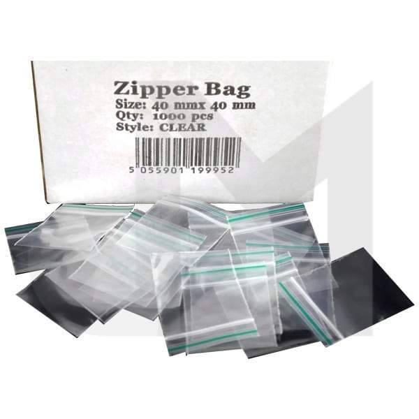 made by: Zipper price:£4.94 Zipper Branded 40mm x 40mm Clear Bags next day delivery at Vape Street UK