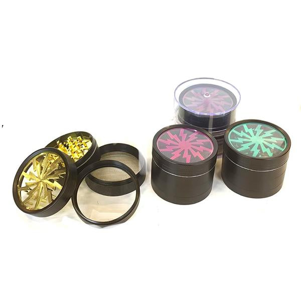 made by: Generic price:£69.30 6 x 4 Parts Lightning Bolt Metal Black Grinder - HX089SD next day delivery at Vape Street UK