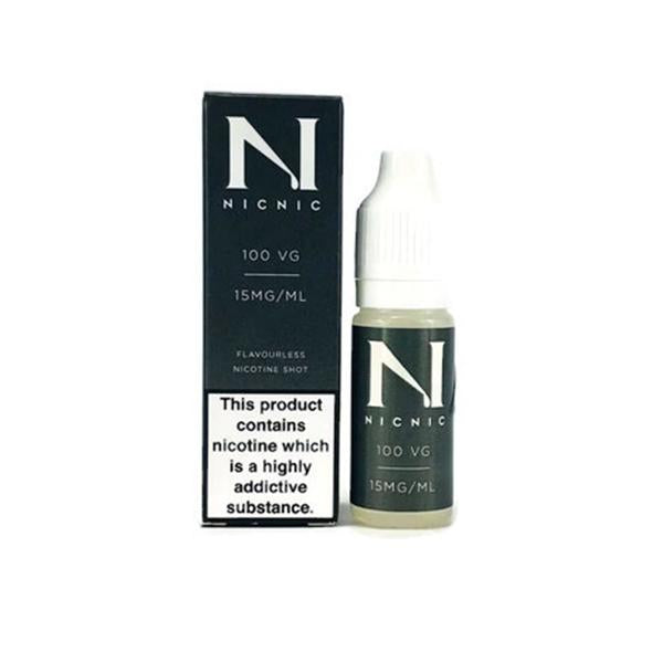 made by: Nic Nic price:£1.20 NIC NIC 15mg Nicotine Shot (100VG) 10ml next day delivery at Vape Street UK