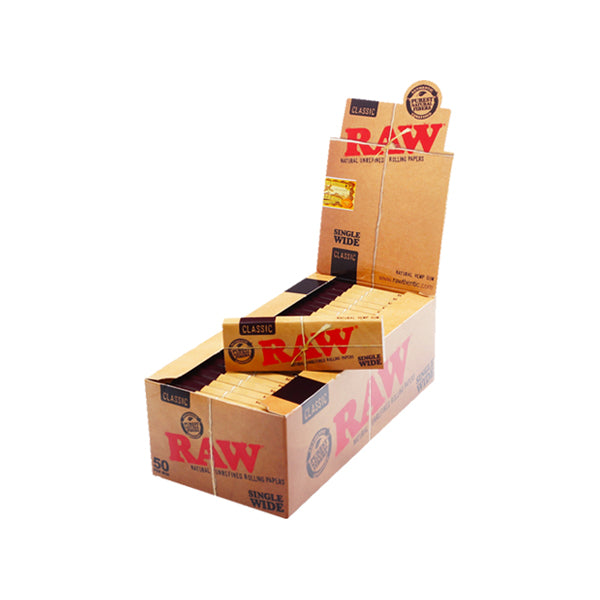 made by: Raw price:£22.05 50 Raw Classic Wide Rolling Papers next day delivery at Vape Street UK