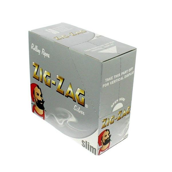 made by: Zig-Zag price:£22.05 50 Zig-Zag Silver King Size Slim Rolling Papers next day delivery at Vape Street UK