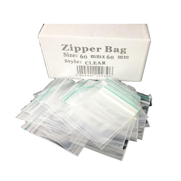 made by: Zipper price:£29.30 5 x Zipper Branded 60mm x 60mm Clear Bags next day delivery at Vape Street UK