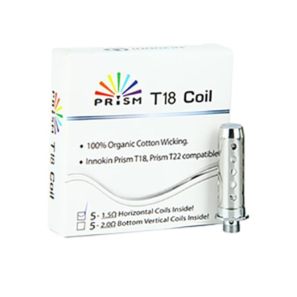 made by: Innokin price:£6.64 Innokin Prism T18 1.5/2.0 Ohm Coils next day delivery at Vape Street UK