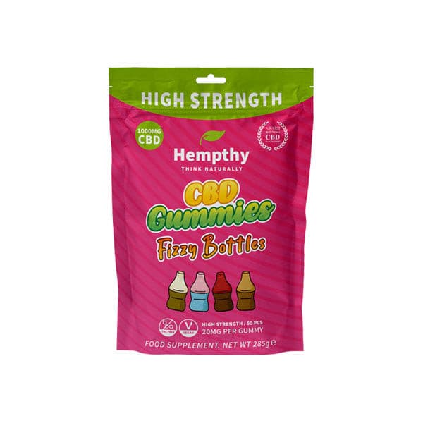 made by: Hempthy price:£22.78 Hempthy 1000mg CBD Fizzy Bottles Gummies - 50 Pieces next day delivery at Vape Street UK