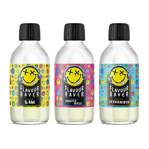 made by: Flavour Raver price:£16.00 Flavour Raver 200ml Shortfill 0mg (80VG/20PG) next day delivery at Vape Street UK