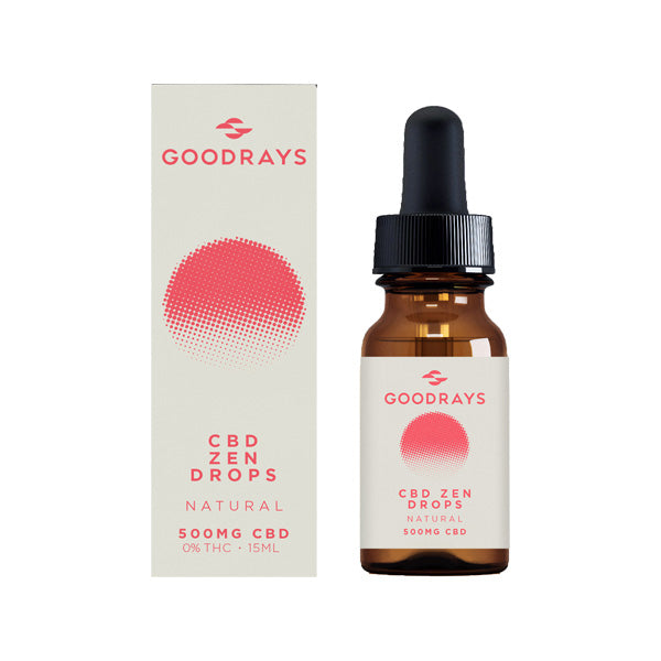 made by: Goodrays price:£26.60 Goodrays 500mg CBD Natural Zen Drops - 15ml next day delivery at Vape Street UK