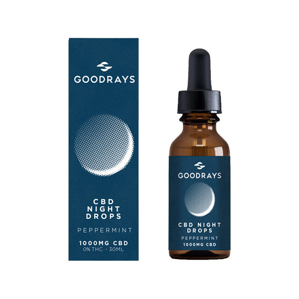 made by: Goodrays price:£38.00 Goodrays 1000mg CBD Peppermint Night Drops - 30ml next day delivery at Vape Street UK