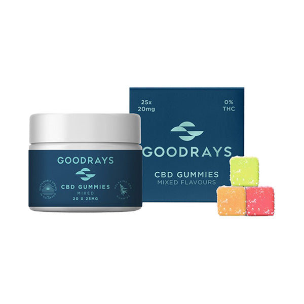 made by: Goodrays price:£28.50 Goodrays 750mg CBD Mixed Gummies - 25 Pieces next day delivery at Vape Street UK