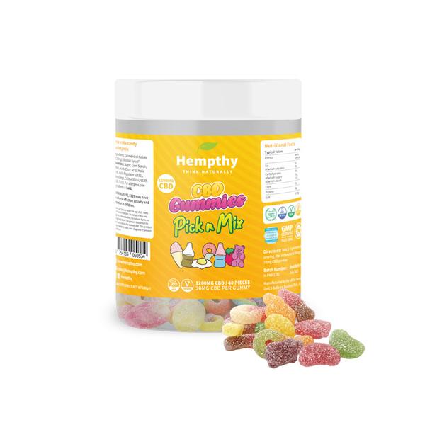 made by: Hempthy price:£26.98 Hempthy 1200mg CBD Pick n Mix - 40 pieces next day delivery at Vape Street UK