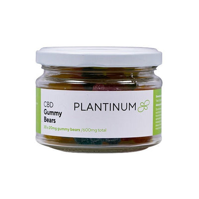 made by: Plantinum CBD price:£22.80 Plantinum CBD 600mg CBD Vegan Gummy Bears - 30 Pieces next day delivery at Vape Street UK