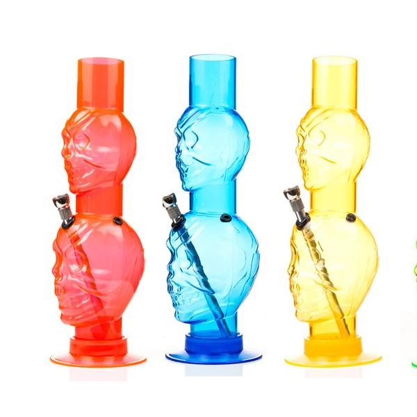 made by: Unbranded price:£58.80 6 x 14" Medium Dual Skull Shaped Acrylic Bong - 10378 next day delivery at Vape Street UK