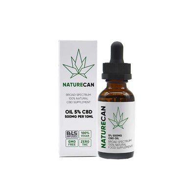 made by: Naturecan price:£29.99 Naturecan 5% 500mg CBD Broad Spectrum MCT Oil 10ml next day delivery at Vape Street UK