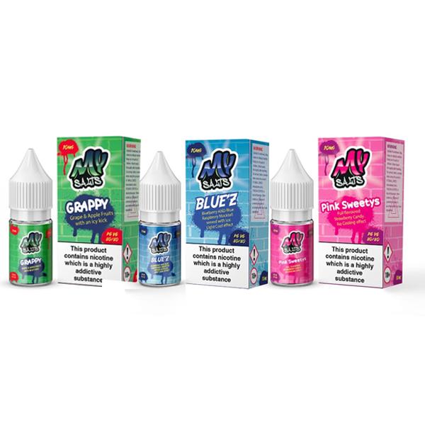 made by: My E-liquids price:£3.99 10mg My Salts Nic Salts 10ml (50VG/50PG) next day delivery at Vape Street UK