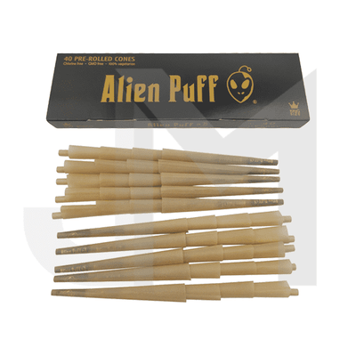 made by: Alien Puff price:£20.37 40 Alien Puff Black & Gold King Size Pre-Rolled 84mm Cones next day delivery at Vape Street UK