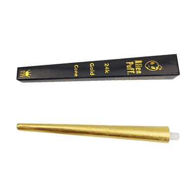 made by: Alien Puff price:£129.89 9 Alien Puff Black & Gold King Size Pre-Rolled 24K Gold Cones next day delivery at Vape Street UK
