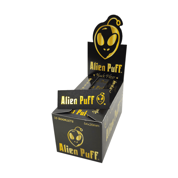 made by: Alien Puff price:£12.92 50 Alien Puff Black & Gold Filter Tips next day delivery at Vape Street UK