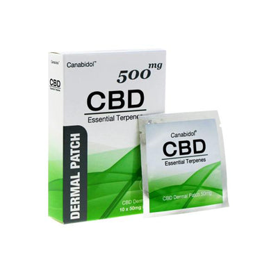made by: Canabidol price:£37.98 Canabidol 500mg CBD Dermal CBD Patches - 10 Patches next day delivery at Vape Street UK