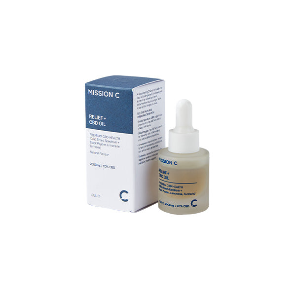 made by: Mission C price:£113.09 Mission C Relief + 2000mg CBD Oil - 10ml next day delivery at Vape Street UK