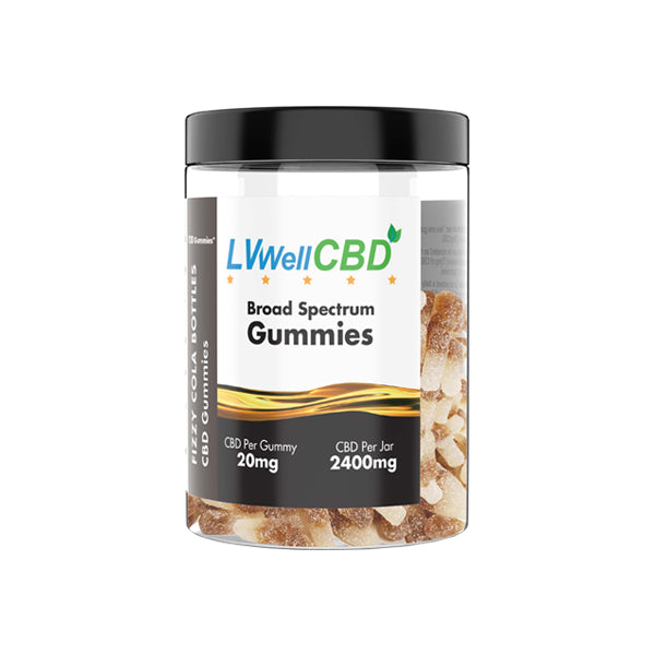 made by: LVWell CBD price:£38.00 LV Well CBD 2400mg CBD Fizzy Cola Bottle Gummies - 120 Pieces next day delivery at Vape Street UK