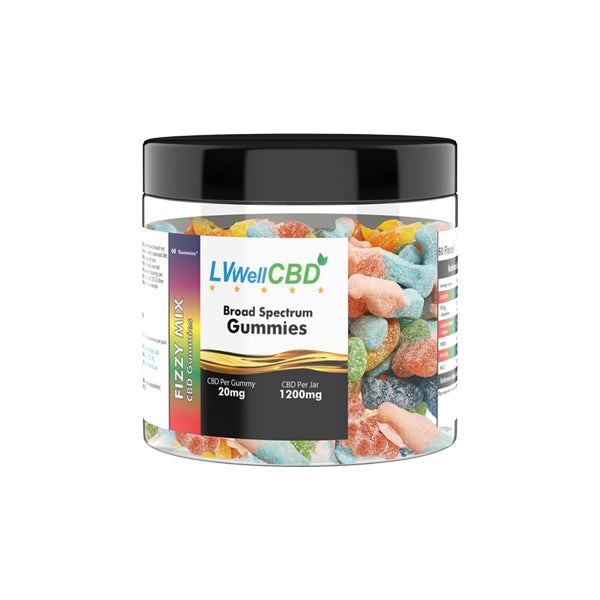 made by: LVWell CBD price:£20.90 LV Well CBD 1200mg CBD Fizzy Mix Gummies - 60 Pieces next day delivery at Vape Street UK