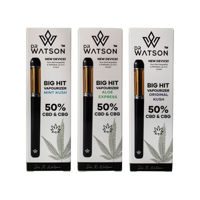 made by: Dr Watson price:£26.25 Dr Watson Big Hit 500mg Full Spectrum CBD & CBG Vapourizer Pen next day delivery at Vape Street UK