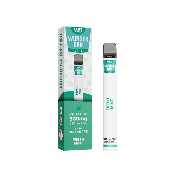 made by: Wunderbar price:£8.55 Wunderbar 500mg CBD + CBG Disposable Vape Device 700 Puffs next day delivery at Vape Street UK