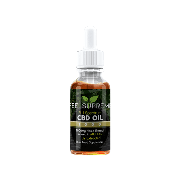 made by: Feel Supreme price:£57.00 Feel Supreme 1000mg Full Spectrum CBD In MCT Oil - 15ml next day delivery at Vape Street UK