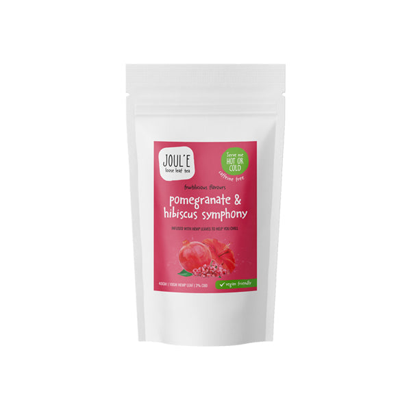 made by: Joul'e price:£13.90 Joul'e 2% CBD Pomegranate & Hibiscus Symphony Tea Fruit & Hemp Leaf Drink - 40g next day delivery at Vape Street UK