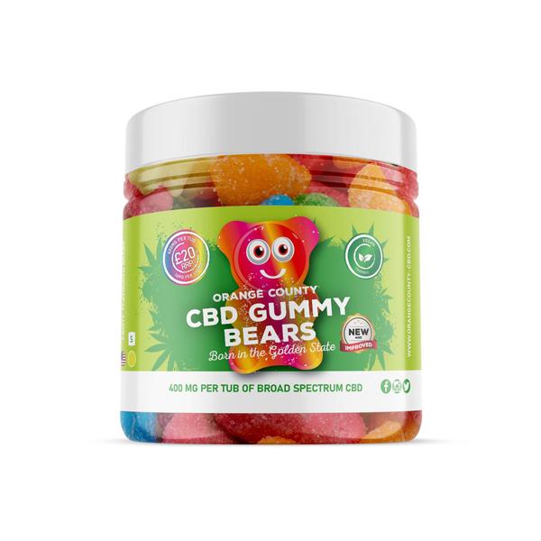 made by: Orange County price:£19.99 Orange County 400mg CBD Gummy Bears - Small Pack next day delivery at Vape Street UK