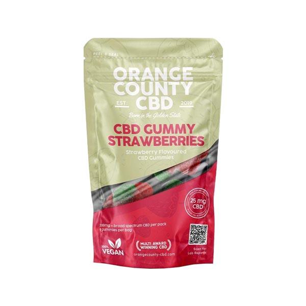 made by: Orange County price:£9.50 Orange County CBD 200mg Gummy Strawberries - Grab Bag next day delivery at Vape Street UK