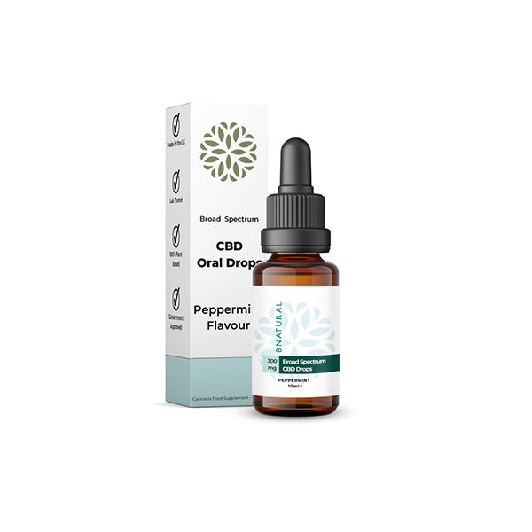 made by: Bnatural price:£9.00 Bnatural 300mg Broad Spectrum CBD Peppermint Oral Drops - 10ml next day delivery at Vape Street UK