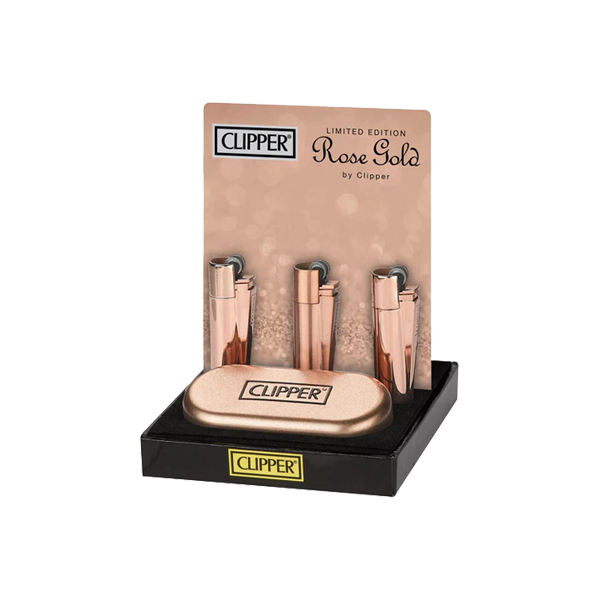 made by: Clipper price:£90.20 12 Clipper CMP11R Metal Flint Rose Gold Lighters - CM0S057UK next day delivery at Vape Street UK