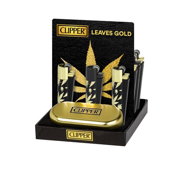 made by: Clipper price:£97.65 12 Clipper Metal Flint Gold Leaves Lighters - Limited Edition next day delivery at Vape Street UK