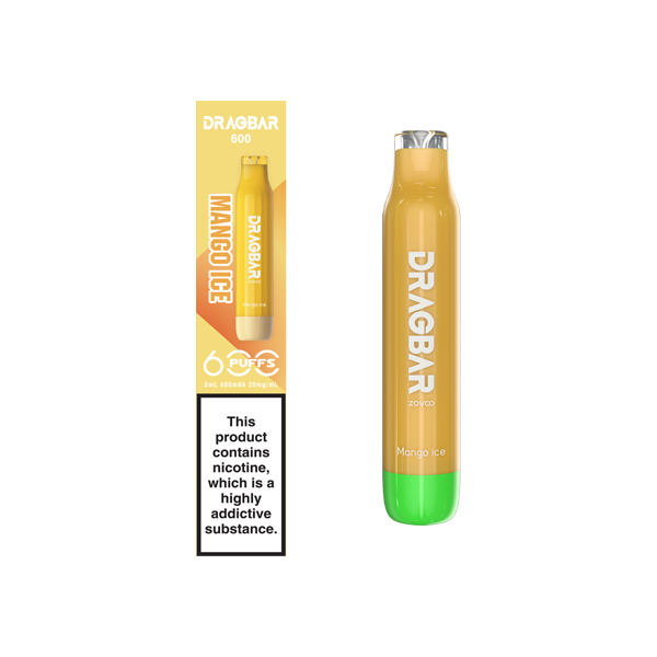 made by: Zovoo price:£2.34 20mg Zovoo Dragbar 600 Disposable Vape Device 600 Puffs next day delivery at Vape Street UK