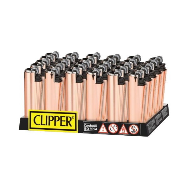 made by: Clipper price:£88.10 30 Clipper FCP22RH Classic Micro Rose Gold Shiny Lighters next day delivery at Vape Street UK