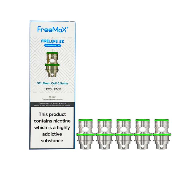 made by: FreeMax price:£7.92 FreeMax Fireluke 22 Replacement Mesh Coils MTL 1.5ohms/DTL 0.5ohms next day delivery at Vape Street UK