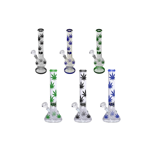 made by: 4Smoke price:£20.48 14" 4Smoke Thick Glass Leaves Bong Mix Designs - GB-69 next day delivery at Vape Street UK