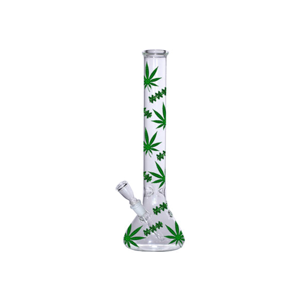 made by: Unbranded price:£23.52 18" Amsterdam Green Leaves Designs Glass Bong - GB6 next day delivery at Vape Street UK