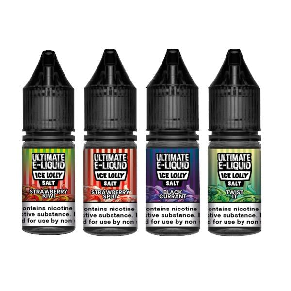 made by: Ultimate E-liquid price:£3.99 10mg Ultimate E-liquid Ice Lolly Nic Salts 10ml (50VG/50PG) next day delivery at Vape Street UK