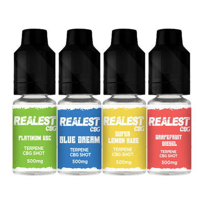 made by: Realest CBD price:£11.00 Realest CBD 500mg Terpene Infused CBG Booster Shot 10ml (BUY 1 GET 1 FREE) next day delivery at Vape Street UK