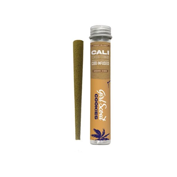 made by: Cali Cones price:£5.25 Cali Cones Hemp 30mg Full Spectrum CBD Infused Cone - Girl Scout Cookies next day delivery at Vape Street UK