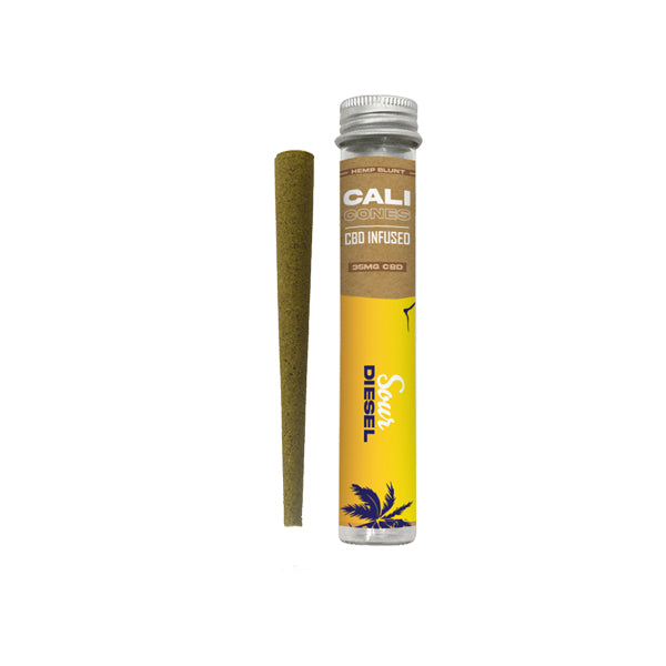 made by: Cali Cones price:£5.25 Cali Cones Hemp 30mg Full Spectrum CBD Infused Cone - Sour Diesel next day delivery at Vape Street UK