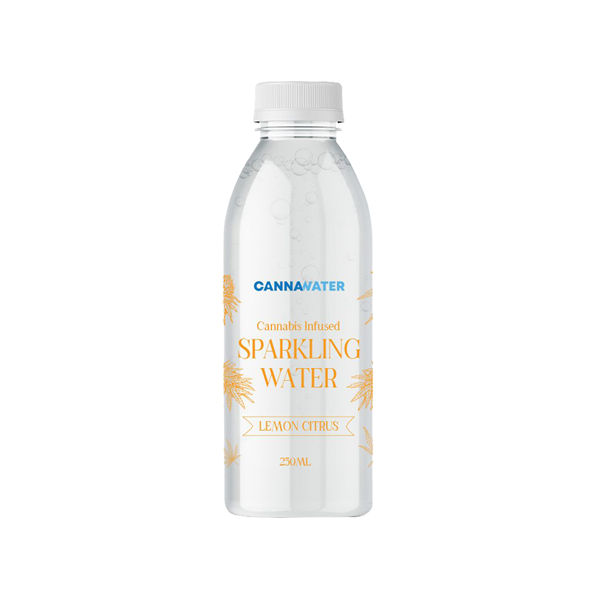made by: Cannawater price:£2.38 Cannawater Cannabis Infused Lemon Citrus Sparkling Water 250ml next day delivery at Vape Street UK