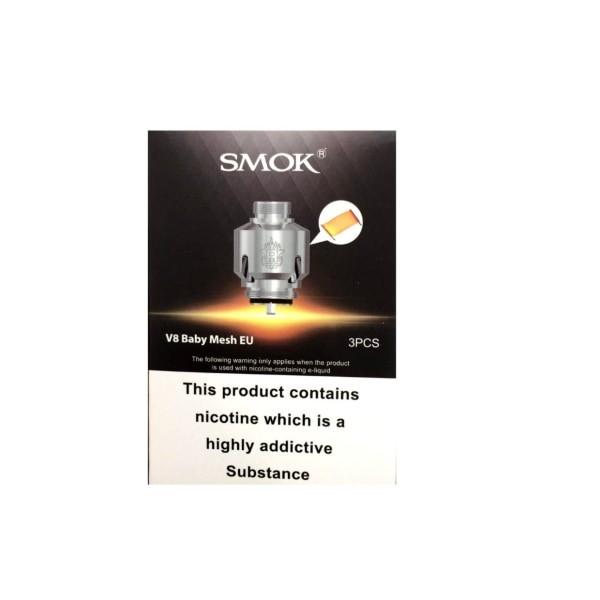 made by: Smok price:£7.92 Smok V8 Baby Mesh EU Coil – 0.15 Ohm next day delivery at Vape Street UK